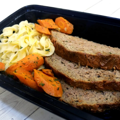 Glazed Meatloaf w/ Buttered Noodles & Roasted Carrots - Image 2