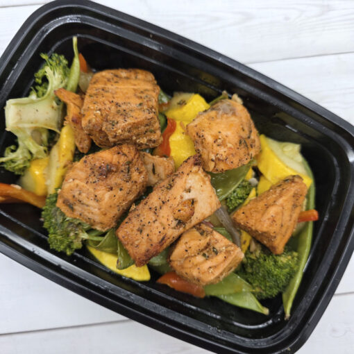 Honey Glazed Salmon Bites w/ Celebration Veggies - Image 2