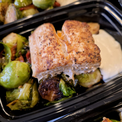 Mahi-Mahi with Lemon Sauce & Roasted Brussels